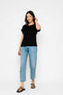 Daisy-Textured Rib Roll Cuff Tee